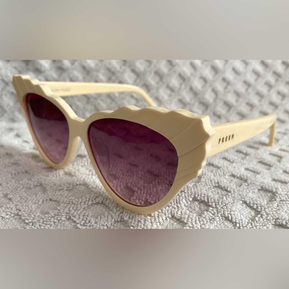 Preen by Thornton Bregazzi Phillipa Cat Eye Sunglasses Ivory Pink Lenses $380 - Picture 4 of 16